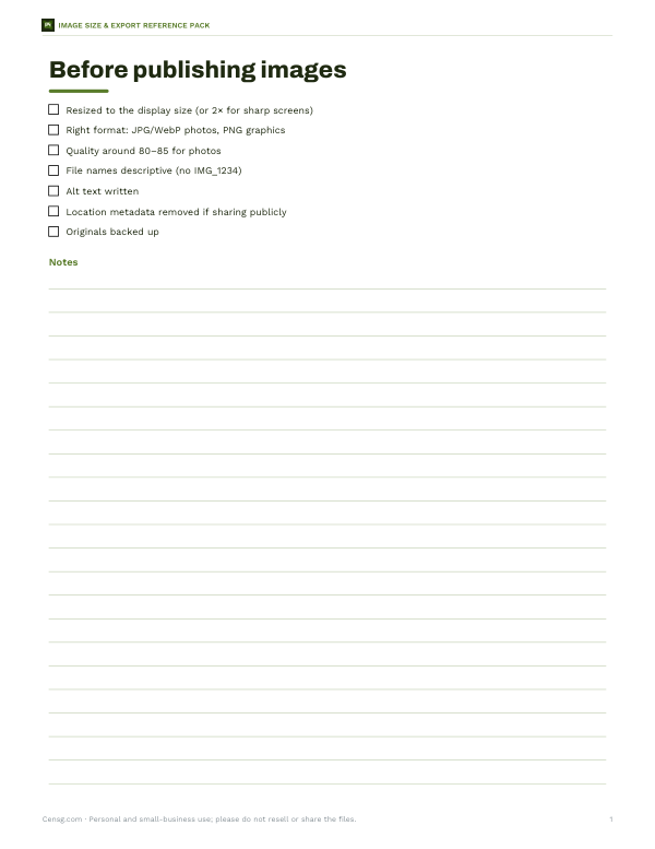 Preview of Printable Image Export Checklist
